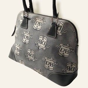 Dooney & Bourke DB Crest Satchel Bag Canvas & Leather Shoulder Bag Retro Y2K